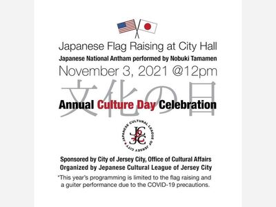 IZAMIENTO DE LA BANDERA JAPONESA EN EL AYUNTAMIENTO DE JERSEY CITY