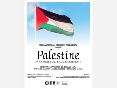 IZAMIENTO DE BANDERA PALESTINA EN JERSEY CITY